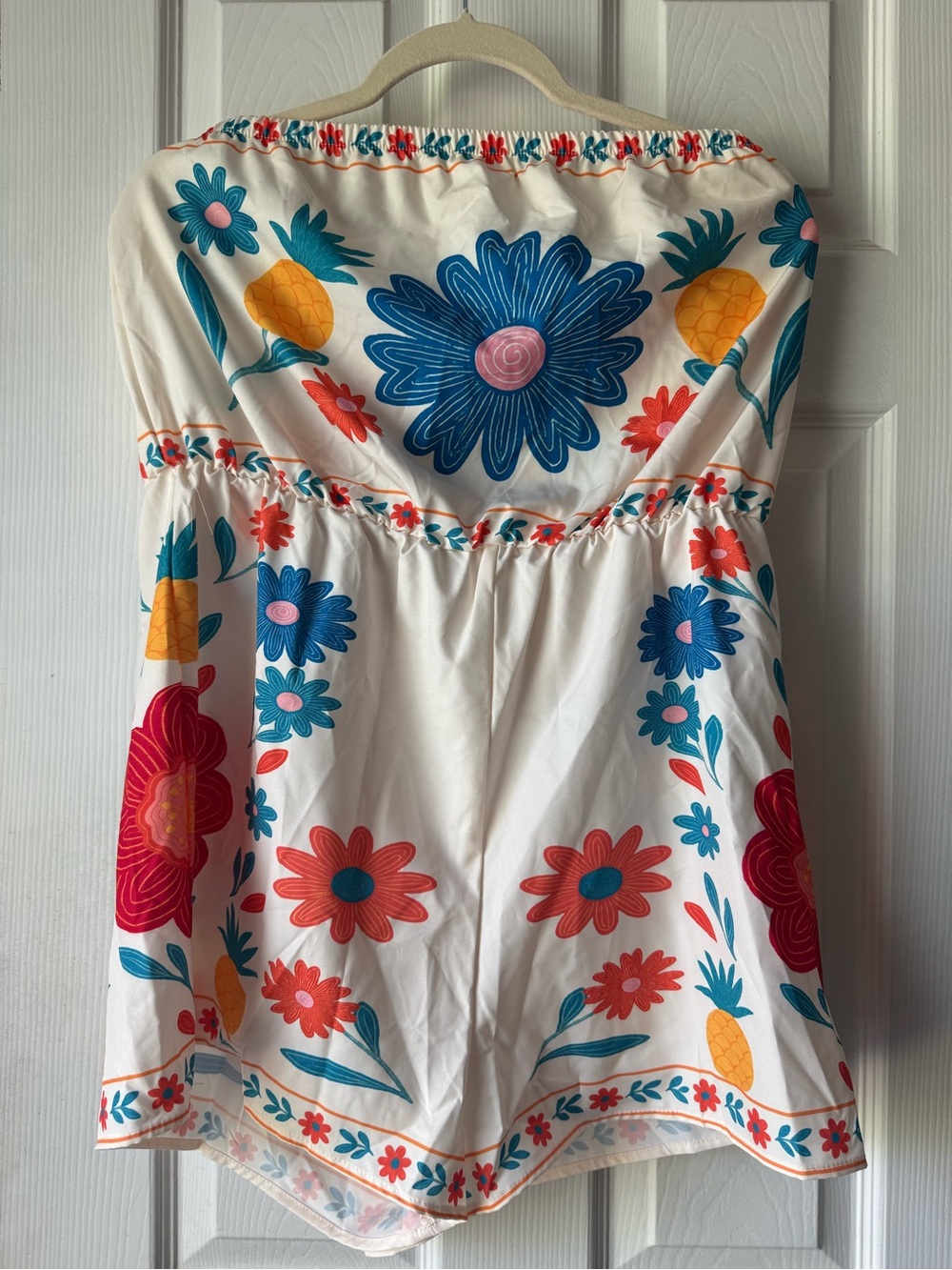 Floral Pineapple Print Strapless Romper NWT XL